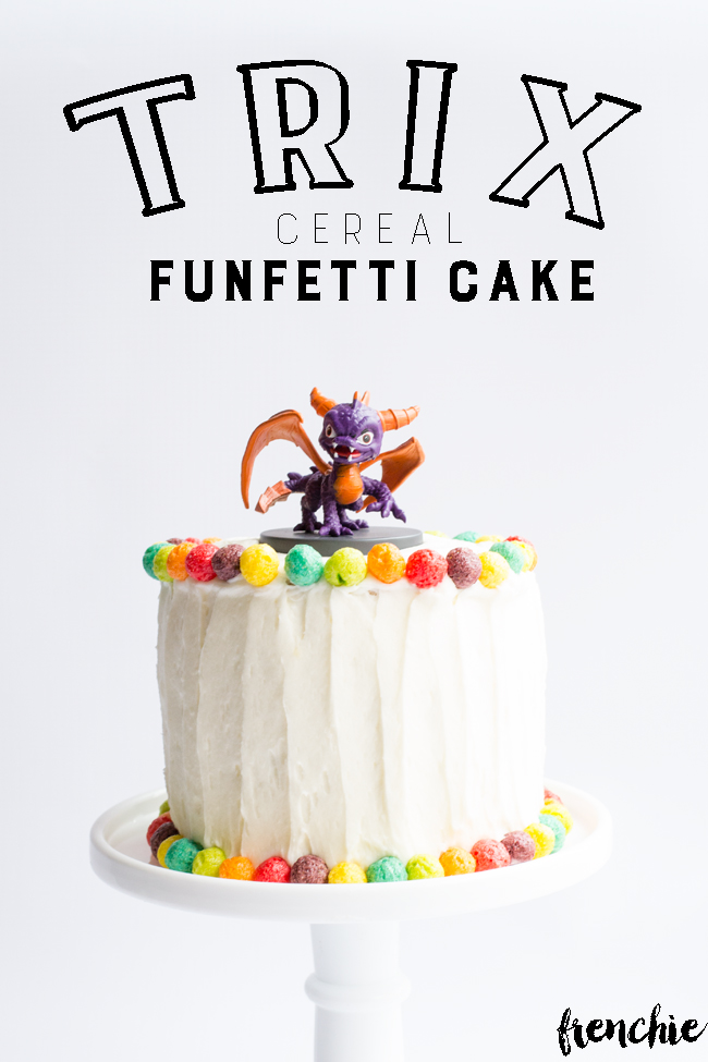 Create this homemade funfetti cake using General Mills Trix cereal.