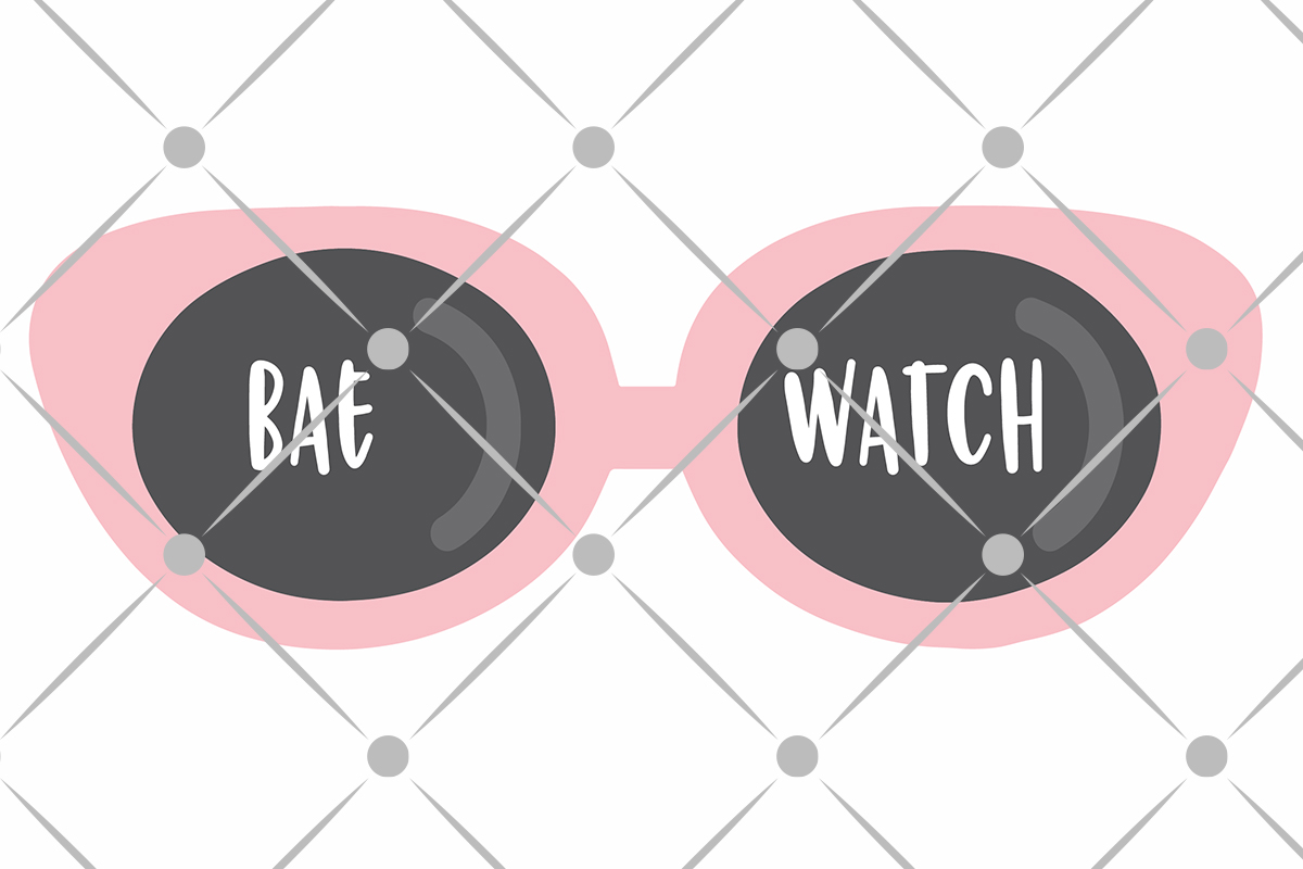 Funny Summer SVG Files sunglasses with the word baewatch on the lenses